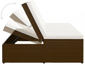 barna polyrattan átalakítható napozóágy párnával