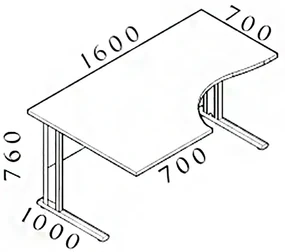 Visio ergonomikus asztal 160 x 100 cm, bal, cseresznye