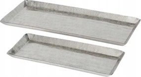 2 x Dekorációs tálca „Arabelle” ezüst, szélesség: 38 -17 cm 28 -13 cm