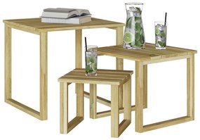 3 darabos napernyő asztal szett tömör fenyőfából