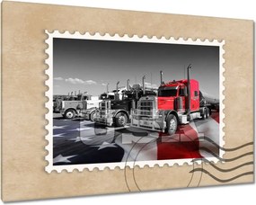 Våszonkép 60x40 Amerikai teherautók