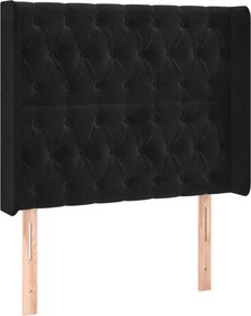 vidaXL fekete bársony fejtámla szárnyakkal 103x16x118/128 cm