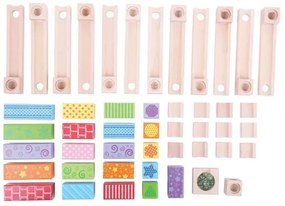 Bigjigs Toys - Fa üveggolyó pálya színes