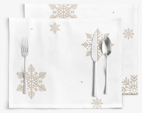 Goldea karácsonyi pamut reggeliző alátét - hópelyhek fehéren - 2db 30 x 40 cm