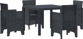 vidaXL Kert étkező szett 5 pcs Antracit Polipropilén