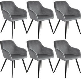 tectake 404036 6 marilyn bársony kinézetű szék, fekete színű - szürke - fekete