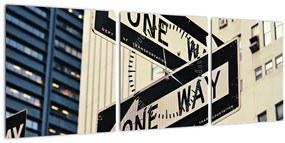 Kép - New York ONE WAY (órával) (90x30 cm)