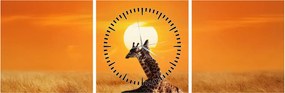Kép - Zsiráfok a Serengeti Nemzeti Parkban (órával) (90x30 cm)