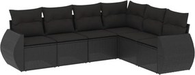 vidaXL 6 részes fekete polyrattan kerti ülőgarnitúra párnákkal