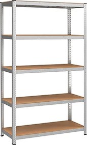 5 szintes polcrendszer, acél polcrendszer tároláshoz, teherbírás 875 kg, 60 x 120 x 200 cm, ezüst
