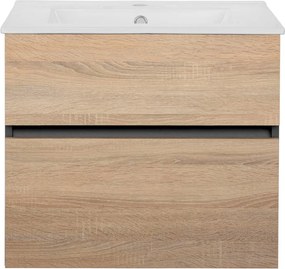 Natúr színű fali szekrény mosdókagyló nélkül, tölgyfa dekorral 60x52 cm Wisla – Støraa