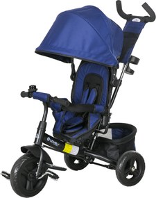 HOMCOM 6 az 1-ben tricikli tolókarral, eltávolítható napernyővel, párnával, egyensúlyozó kerékpár 5 pontos biztonsági övvel, kosárral, pohártartóval,