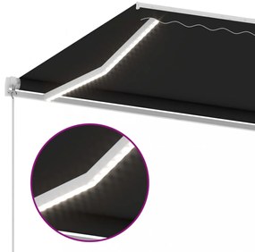 antracitszürke kézzel kihúzható LED-es napellenző 400 x 350 cm