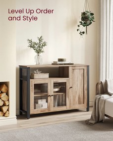 Tárolószekrény 3 ajtóval, ipari stílus, tevebarna és tintafekete színben