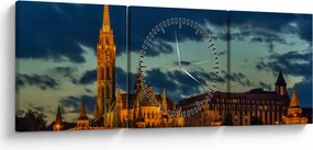 Kivilágított épületek képe (órával) (90x30 cm)