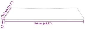 tömör fenyőfa asztallap 110 x 55 x 2,5 cm