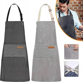 2 db-os Konyhai Kötény Szett Fekete Gasztronómia Zseb