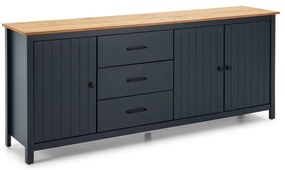 Sötétkék borovi fenyő alacsony komód 190x80 cm Miranda – Marckeric