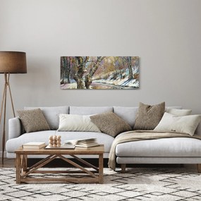 Egy festett téli táj képe (120x50 cm)