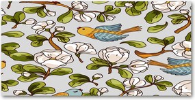 Konyhai panel Virágok és madarak 100x50 cm Ragasztó