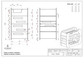 Natúr színű emeletes gyerekágy tárolóhellyel 90x200 cm Mundo – Adeko