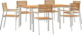 vidaXL Kert étkező szett 7 pcs Barna Tömör Teakfa