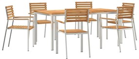 vidaXL Kert étkező szett 7 pcs Barna Tömör Teakfa