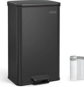 Konyhai szemetes 40l, nagy pedálos kuka fedéllel, 15 szemeteszsák mellékelve, fekete
