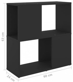 fekete szerelt fa könyvszekrény 60 x 24 x 63 cm