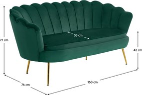 Luxus heverő, 2,5-es ülés, smaragd/arany, Art-deco, NOBLIN