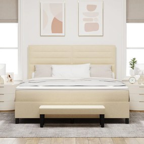 Box spring ágy matraccal és pad támasszal Krém 180x200 cm Szövet