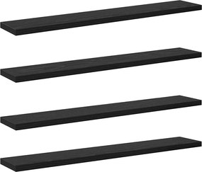 vidaXL Polcos könyvespolc 4 pcs Fekete 60 x 10 x 1,5 cm Faanyag
