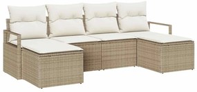 vidaXL Kanapé Szett 6 pcs Bézs polirattan