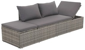 Szürke polyrattan kültéri nyugágy hát- és ülőpárnákkal