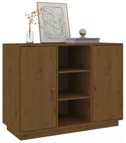 mézbarna tömör fenyőfa tálalószekrény 100 x 40 x 75 cm