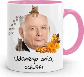 Rózsaszín Vicces Bögre Jaroslaw Kaczynski fényképes nyomattal
