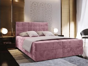 Kárpitozott boxspring ágy GLORIEN VELVET 160x200 cm rózsaszín Matrac: Bonell rugós matrac