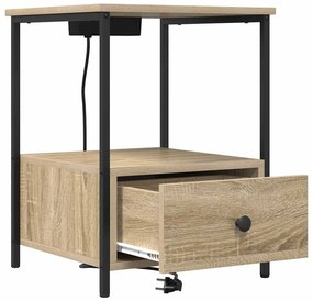 Éjjeliszekrény Töltőállomással 2 pcs sonoma tölgy Faanyag