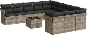 vidaXL 12 részes világosszürke polyrattan kerti ülőgarnitúra párnával