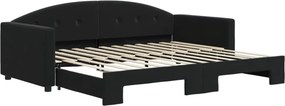 vidaXL fekete kihúzható bársony heverő 90x200 cm