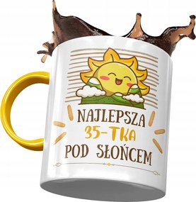 Sárga Bögre Születésnapra 35 35-es 35-ös Ajándék Nyomtatott Fotóval