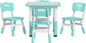 AIYAPLAY Gyerekasztal és Székek Szett 18-60 Hónaposoknak, Helytakarékos Dizájn, Állítható Magasság, Gyerekasztal Krétával a Gyerekszobába, Fából és PP