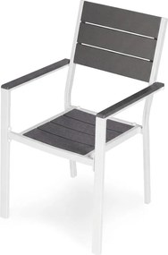 Kerti szék, MultiGarden YC-051KD-4-5, fehér/sötétszürke, 54,5 x 52 x 89 cm, acél keret, HDPE ülő- és háttámla, 150 kg teherbírás, 2 db-os szett