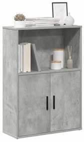 betonszürke szerelt fa könyvespolc 60x24x85 cm