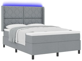 Boxspring Ágy Matracra &amp; LED Fénnyel Világosszürke 140x200 cm Szövet