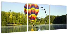 Hőlégballon a tónál képe (órával) (90x30 cm)