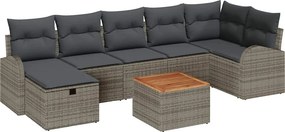 vidaXL Kerti Kanapé Szett párnával tárolóval 8 pcs Szürke Poli rattan