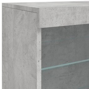 betonszürke tálalószekrény LED-világítással 60,5 x 37 x 67 cm