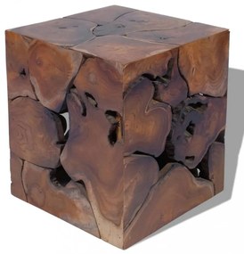 vidaXL 60 cm tömör tikfa dohányzóasztal / zsámoly