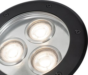 Modern fekete talajszpot 3 lámpás IP65 - Tribus